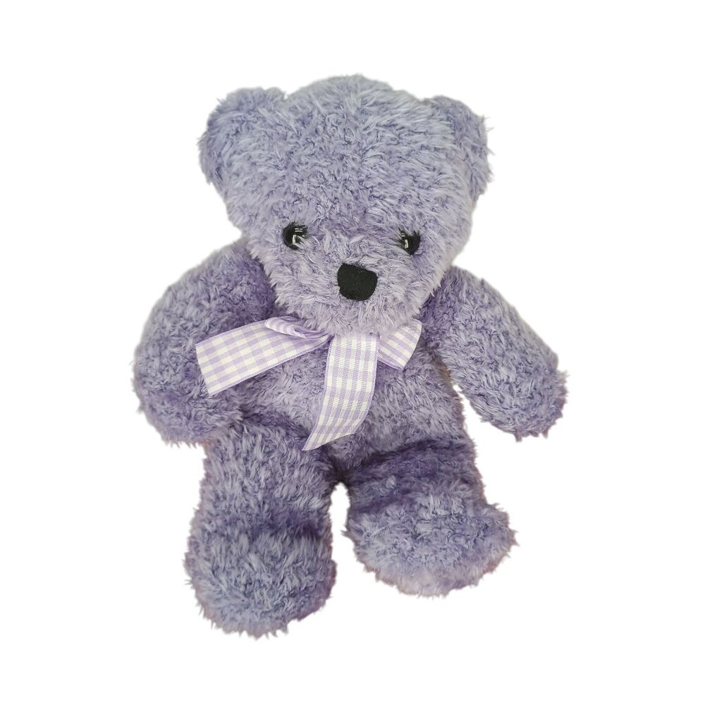 Fiesta 12" Purple‎ Teddy Bear With Checkered Ribbon